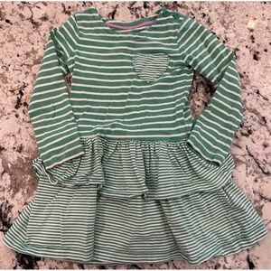Mini Boden soft ruffle striped dress 3-4T